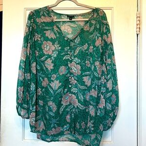 Torrid - Sheer long sleeve faux button down Size 2